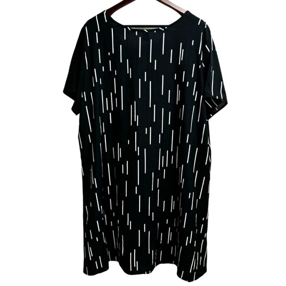 Shein Curve Women's 4XL Black & White Patterned Dress 100% Polyester Short Sleev - Picture 2 of 5